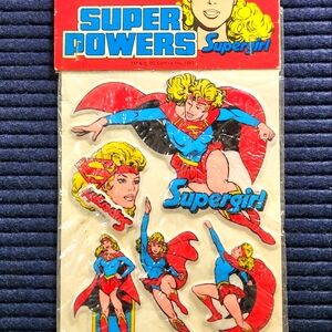 Vintage SUPER POWERS SUPER GIRL 3D STICKERS FROM 1982.
